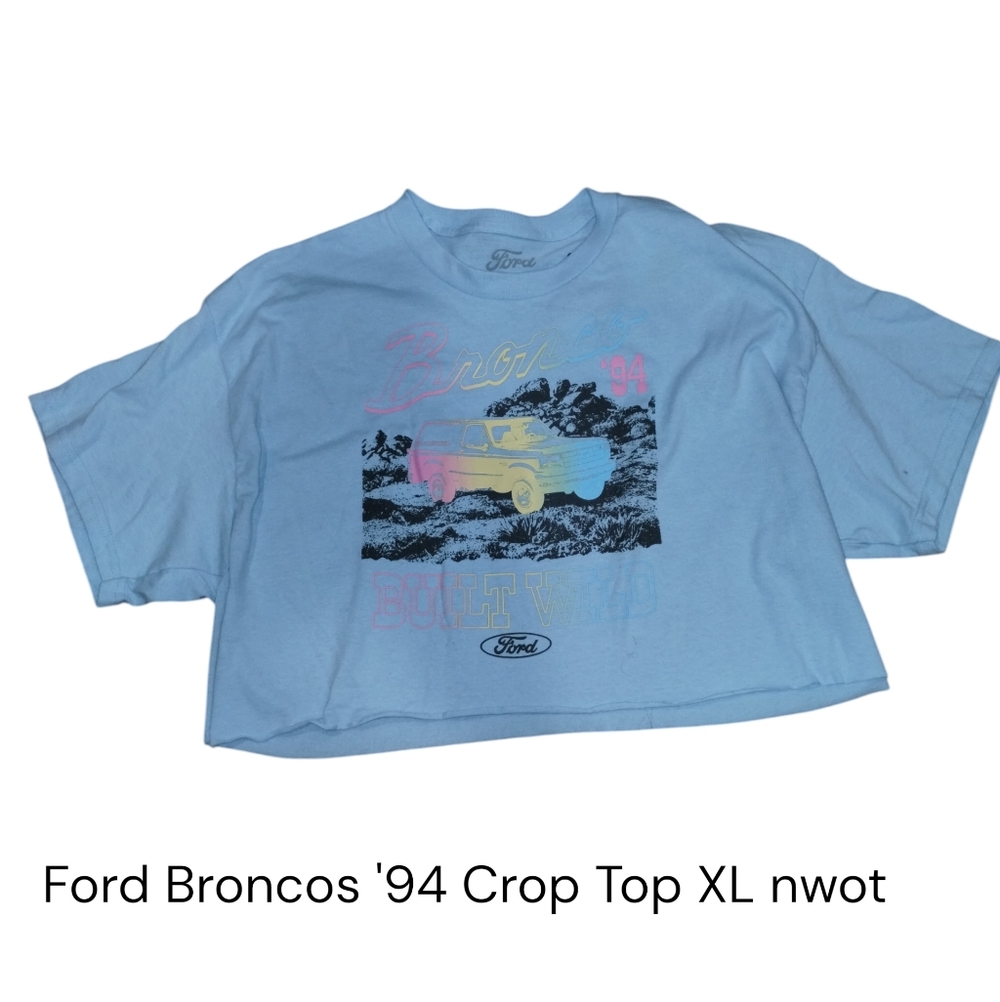 Ford Bronco '94 Crop T-shirt XL Blue Built Wild Cotton Faux Vintage Nwt